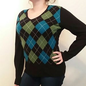 Cashmere Sweater wirh Argyl Print